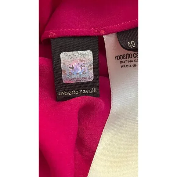 ROBERTO CAVALLI PEASANT BOHO PINK SILK MIDI TIERED DRESS 40 4 - Picture 14 of 15